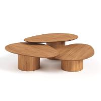 Conjunto Mesa De Centro Orgânica Stone Em Madeira Mel - 3