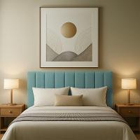 Cabeceria Estofada Solteiro 0,90m Milano Boucle - Pallazio Azul Majestic - 1