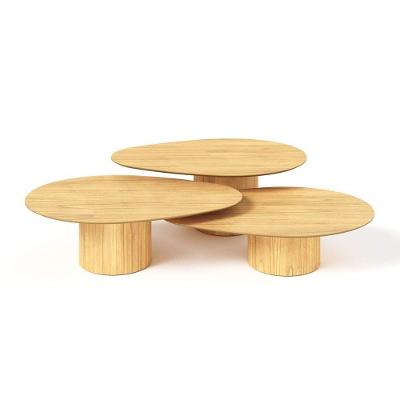 Conjunto Mesa De Centro Orgânica Stone Em Madeira Damasco