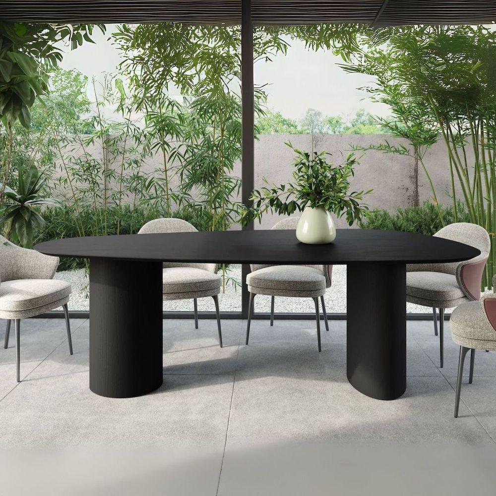 Mesa De Jantar Orgânica Breeze 2,70 X 1,20m 10 Lugares Lâmina Natural De Madeira Preto - 3