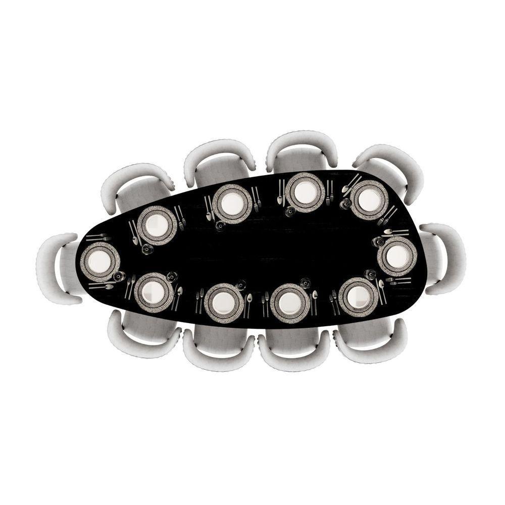 Mesa De Jantar Orgânica Breeze 2,70 X 1,20m 10 Lugares Lâmina Natural De Madeira Preto - 5