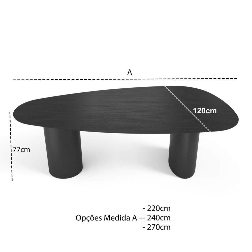 Mesa De Jantar Orgânica Breeze 2,70 X 1,20m 10 Lugares Lâmina Natural De Madeira Preto - 6