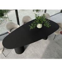 Mesa De Jantar Orgânica Breeze 2,70 X 1,20m 10 Lugares Lâmina Natural De Madeira Preto