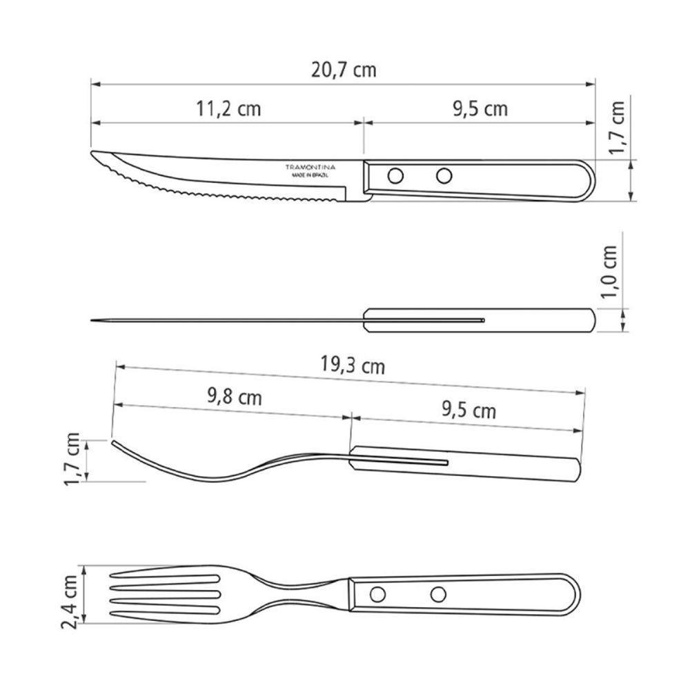 Kit 6 Prato Raso Rústico 28 Cm E 12 Talheres Churrasco Tramontina - 7