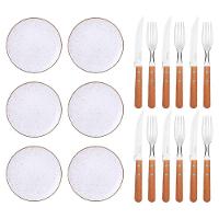 Kit 6 Prato Raso Rústico 28 Cm E 12 Talheres Churrasco Tramontina - 1