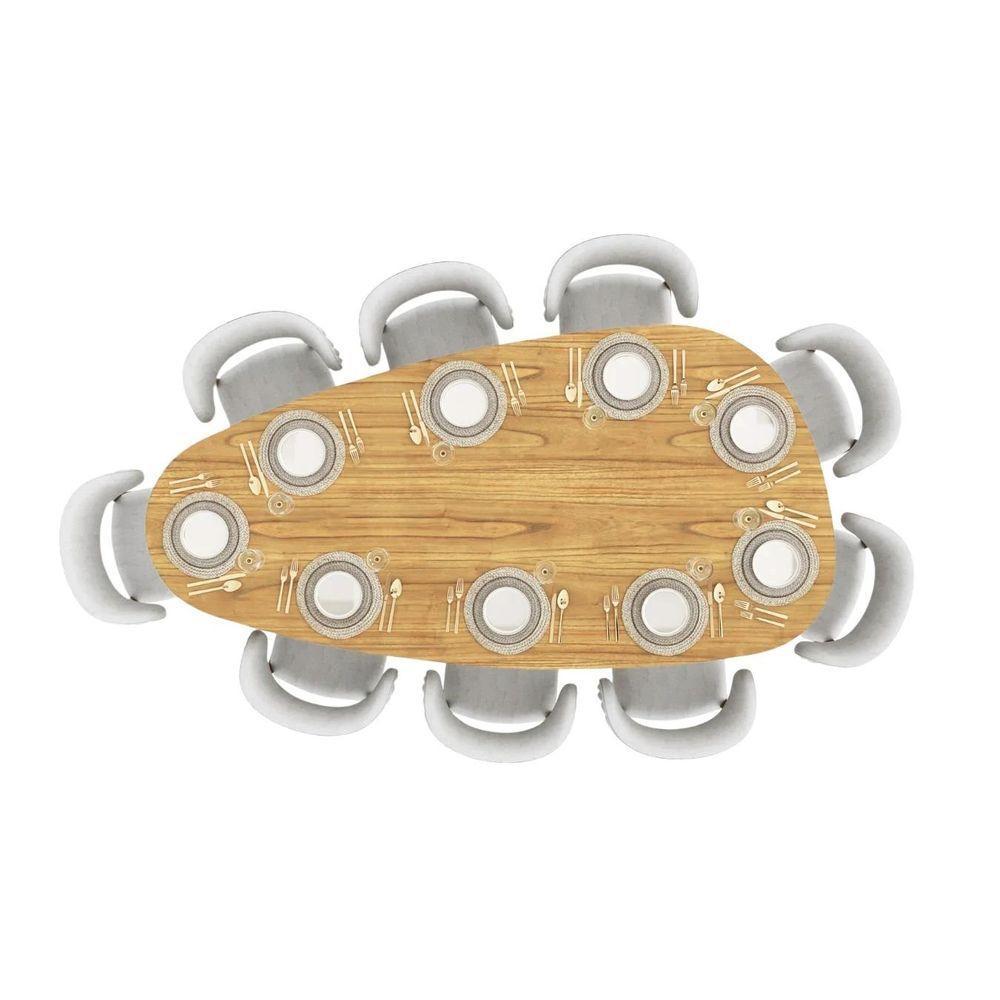 Mesa De Jantar Orgânica Breeze 2,40 X 1,20m 9 Lugares Lâmina Natural De Madeira Damasco - 6