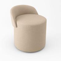 Puff Encosto Redondo Linho Confortável Sala Quarto Moderno Bege - 1