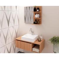 Conjunto De Banheiro Balcão Suspenso Bn3601 S- Cuba 80cm E Armário C- Espelho Bn3608 Amêndoa - Tecno Mobili - 1