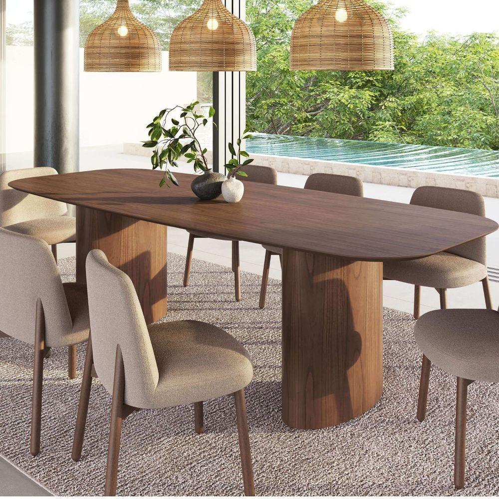 Mesa De Jantar Orgânica Tivoli 270cm X 110cm 10 Lugares Lamina Cinamomo Castanho - 2