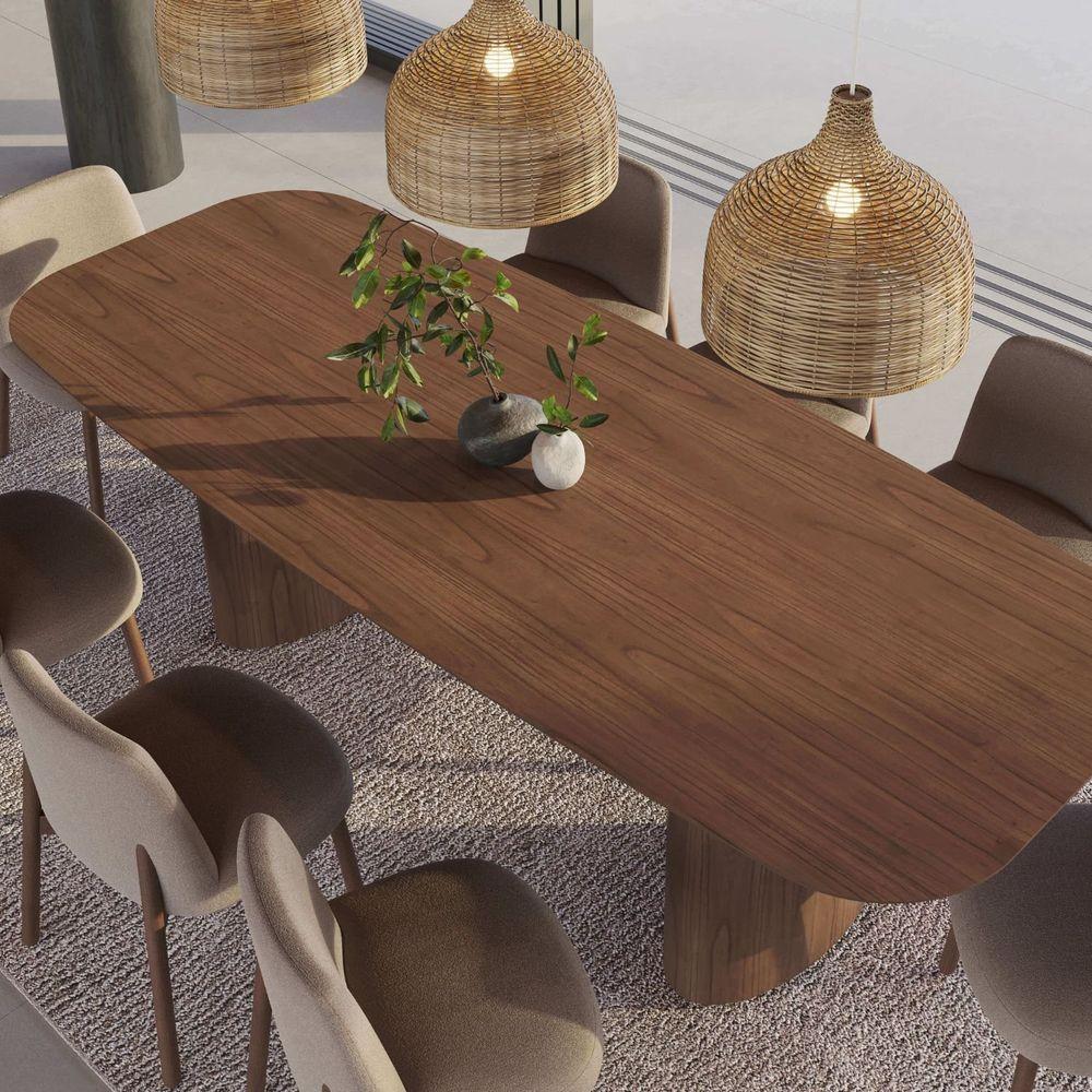 Mesa De Jantar Orgânica Tivoli 270cm X 110cm 10 Lugares Lamina Cinamomo Castanho - 3