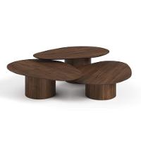 Conjunto Mesa De Centro Orgânica Stone Em Madeira Castanho - 3