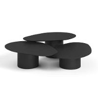 Conjunto Mesa De Centro Orgânica Stone Em Madeira Preto - 3