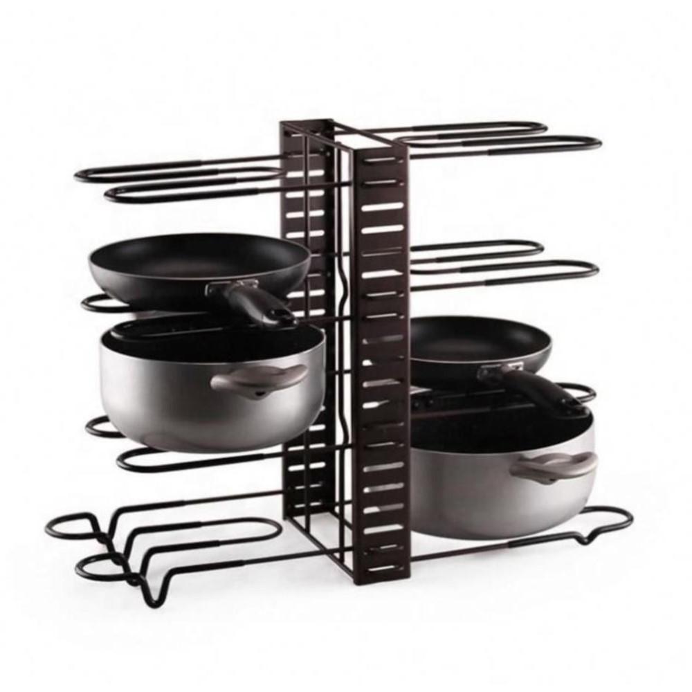 Organizador Panelas Frigideiras Rack Inox Ajustavel Armarios Bancadas Suporte Multiuso Grande 8 Divisorias Paneleiro Coz - 1