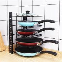 Organizador Panelas Frigideiras Rack Inox Ajustavel Armarios Bancadas Suporte Multiuso Grande 8 Divisorias Paneleiro Coz - 2