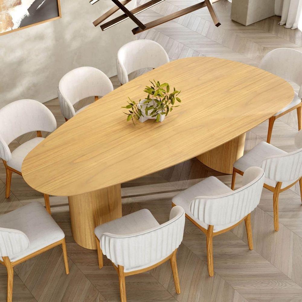 Mesa De Jantar Orgânica Breeze 2,70 X 1,20m 10 Lugares Lâmina Natural De Madeira Damasco - 3