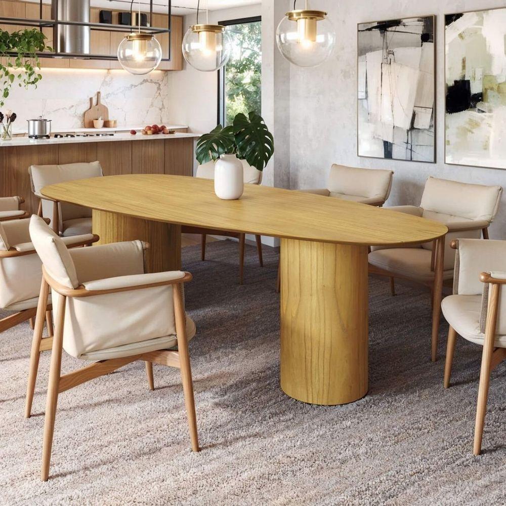 Mesa De Jantar Orgânica Breeze 2,70 X 1,20m 10 Lugares Lâmina Natural De Madeira Damasco - 4