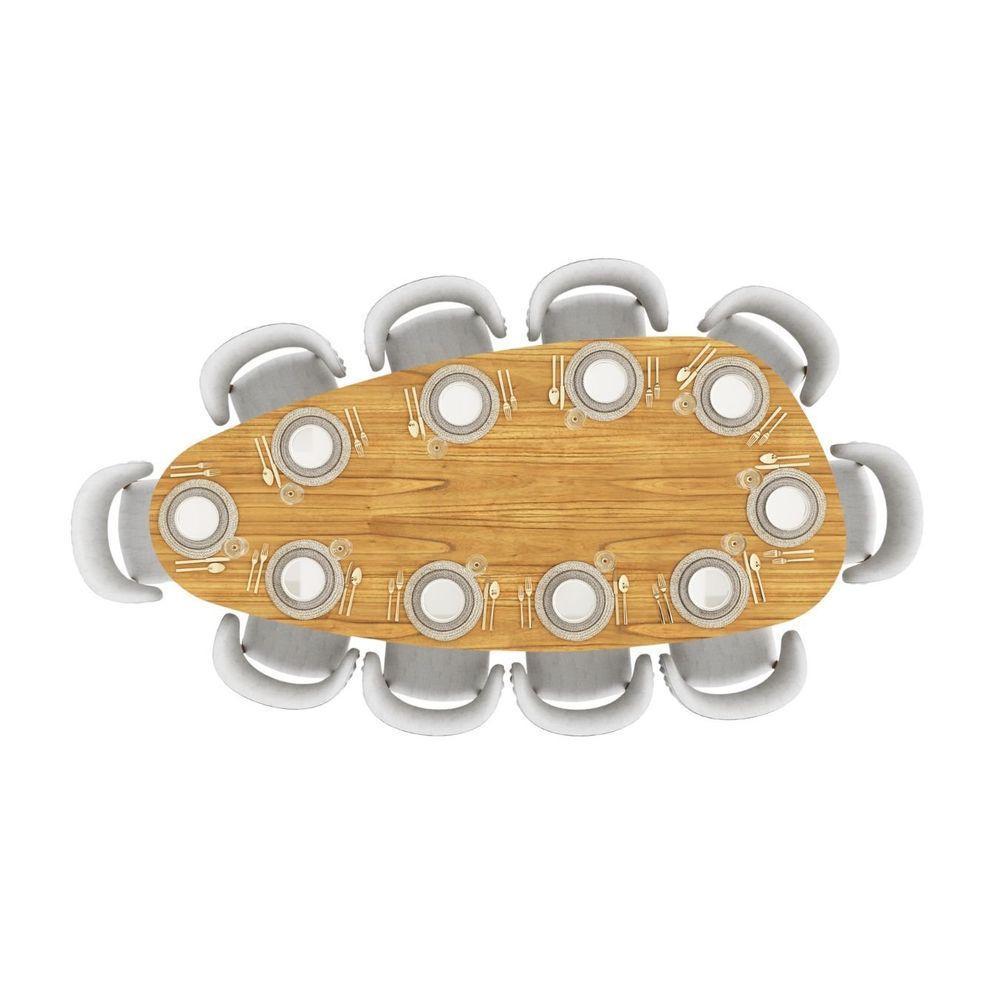 Mesa De Jantar Orgânica Breeze 2,70 X 1,20m 10 Lugares Lâmina Natural De Madeira Damasco - 5