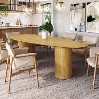 Mesa De Jantar Orgânica Breeze 2,70 X 1,20m 10 Lugares Lâmina Natural De Madeira Damasco
