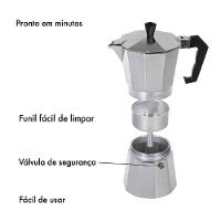Cafeteira Italiana Grande 12 Xicaras Cafe Expresso Long Manual Moka Premium Em Aluminio Camping Coffe 600ml - 8