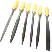 Jogo Lima Agulha Kit 6 Com Cabo Madeira Afiar Triangular Redonda Multiuso Ourives Reparo - 2