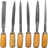 Jogo Lima Agulha Kit 6 Com Cabo Madeira Afiar Triangular Redonda Multiuso Ourives Reparo - 3