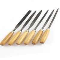 Jogo Lima Agulha Kit 6 Com Cabo Madeira Afiar Triangular Redonda Multiuso Ourives Reparo - 5