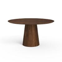 Mesa De Jantar Redonda 150cm Scandi 8 Lugares Lamina Natural De Madeira Castanho - 1