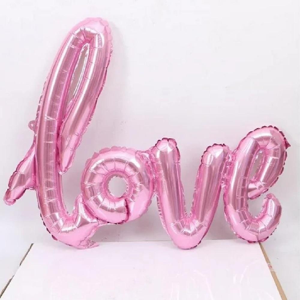 Balao Metalizado Enfeite Romantico Inflavel Frase Celebracao Decoracao Festa Dia Dos Namorados Romantico Rosa - 4