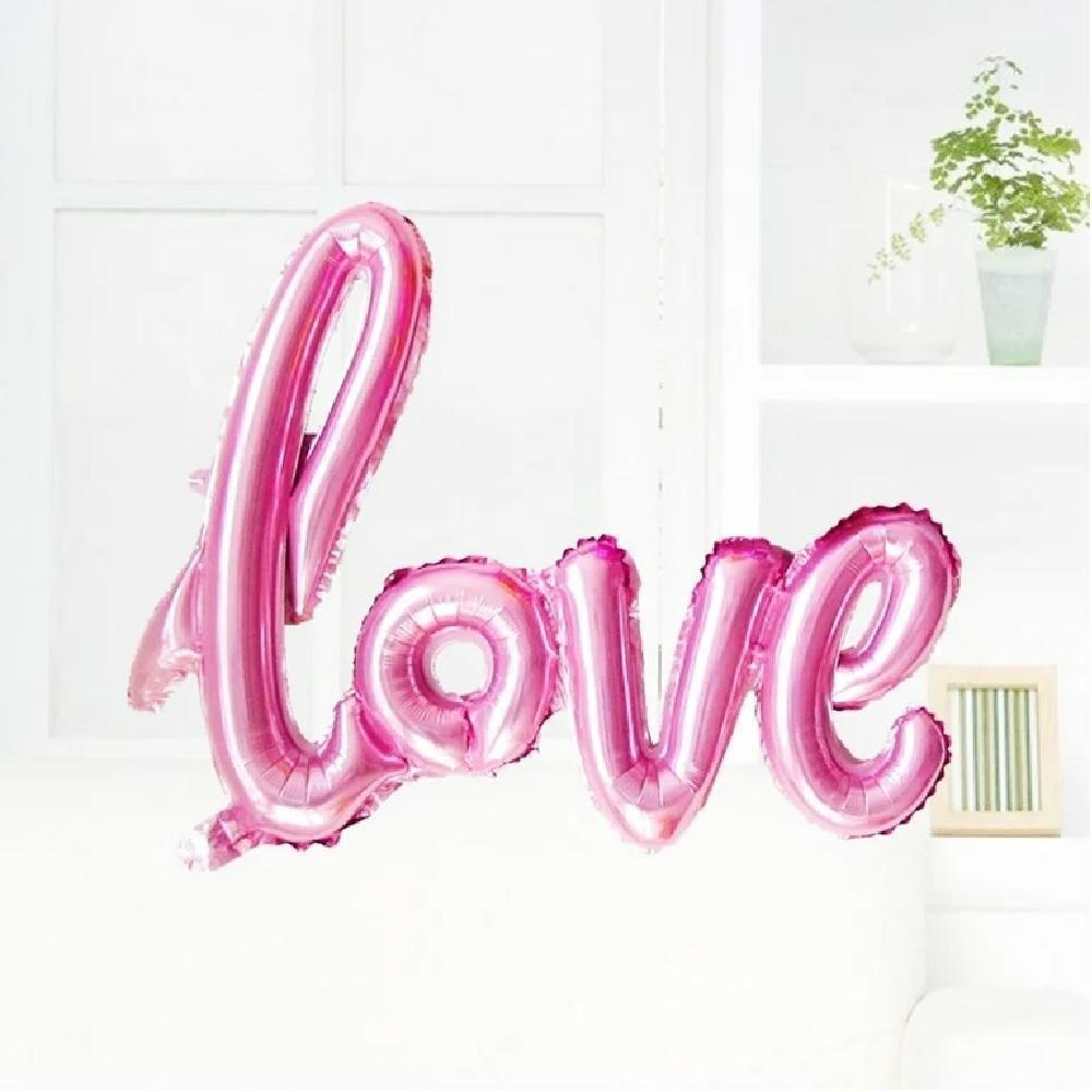 Balao Metalizado Enfeite Romantico Inflavel Frase Celebracao Decoracao Festa Dia Dos Namorados Romantico Rosa - 5