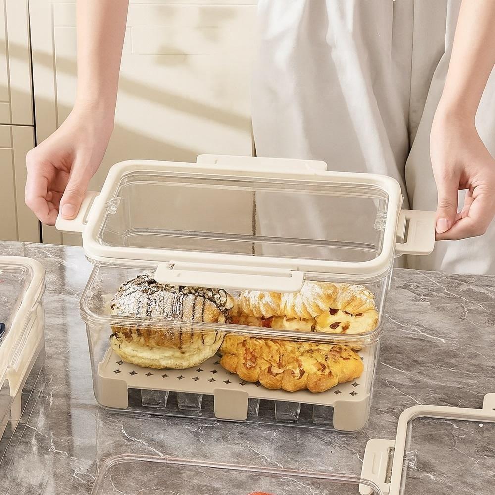 Kit 5 Potes Hermeticos Organizador Trava Lateral Geladeira Multifuncional Cesto Separador Agua Marmita Maleta Alca Livre - 4