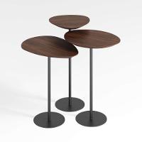 Conjunto De 3 Mesas Laterais Orgânicas Kaleo Base Preta Tampo Castanho - 1