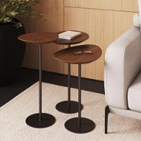 Conjunto De 3 Mesas Laterais Orgânicas Kaleo Base Preta Tampo Castanho - 2