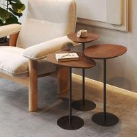 Conjunto De 3 Mesas Laterais Orgânicas Kaleo Base Preta Tampo Castanho - 3