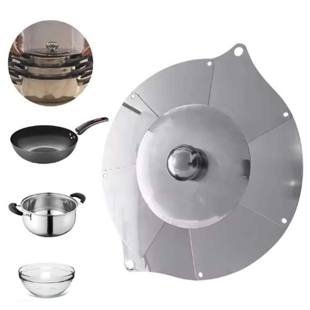 Tampa De Panela Frigideira Em Inox Universal Tamanho Ajustavel Até 31cm Retratil Potes Cozinha - 5