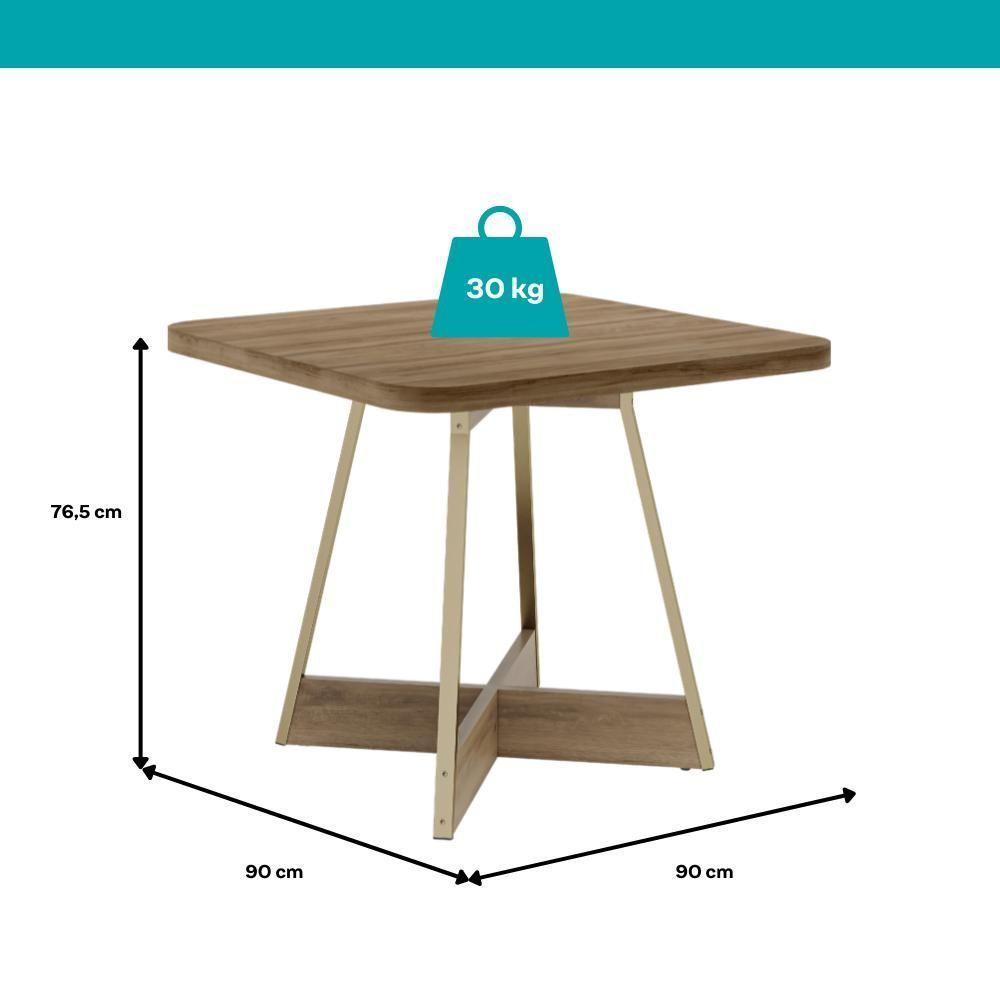 Mesa De Jantar Quadrada 90cm átria 1593 Carraro Dourada - 3