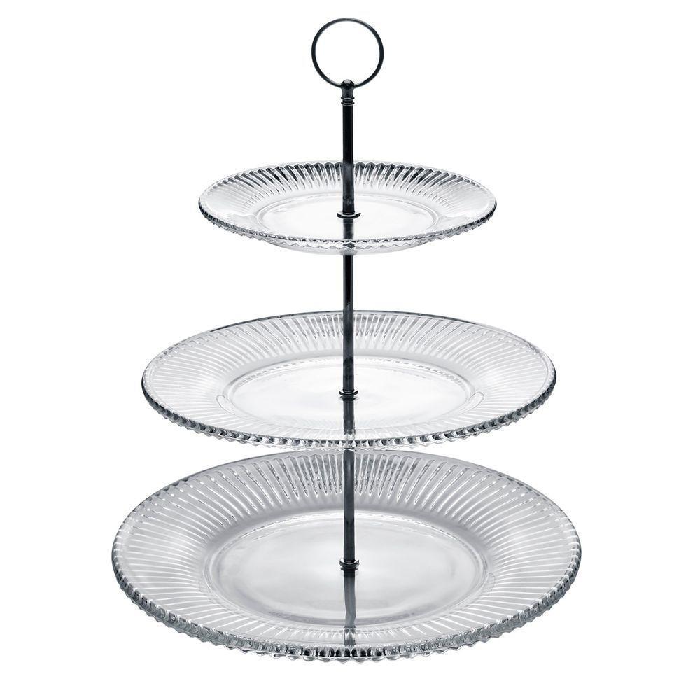 Porta Doces De Cristal 3 Andares Renaissance 18,5/26,5/31,5 X 35 Cm Lyor - 1