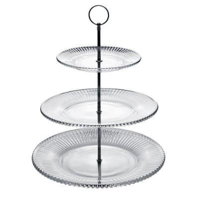Porta Doces de Cristal 3 Andares Renaissance para Mesa de Sobremesa Transparente Lyor