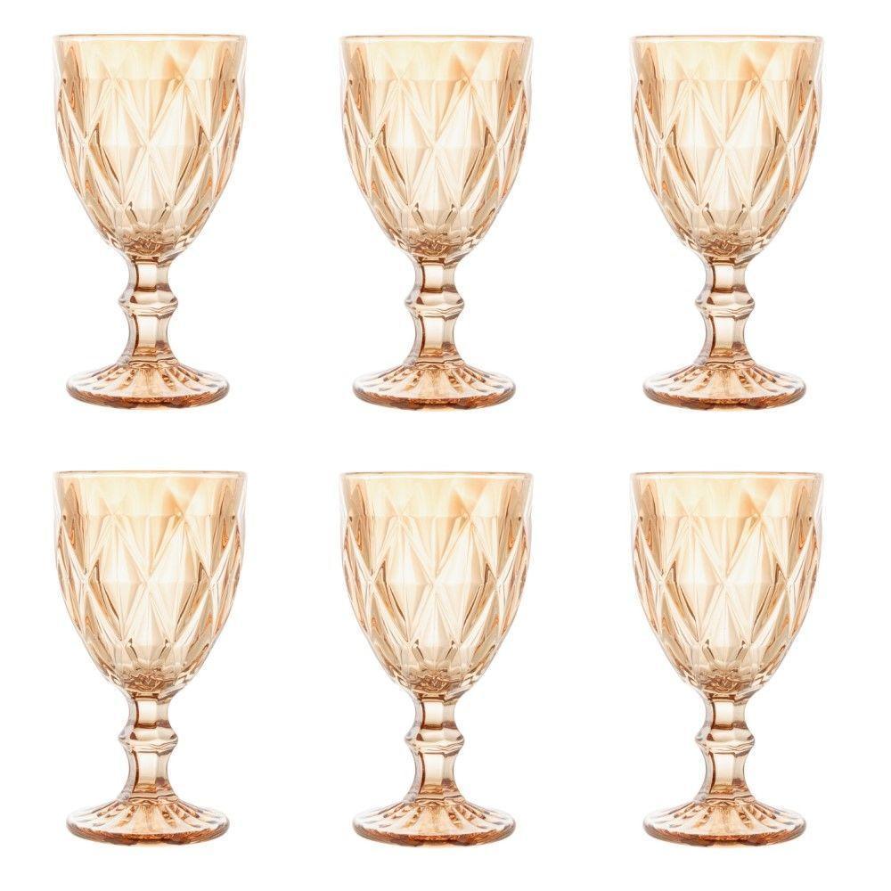 Conjunto De Taças De Vidro Para água 6 Peças 325 Ml Diamond âmbar Lyor - 1