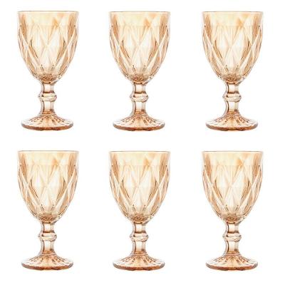 Conjunto de Taças para Água Diamond Vidro 6 Peças 325ML para Mesa Âmbar Lyor