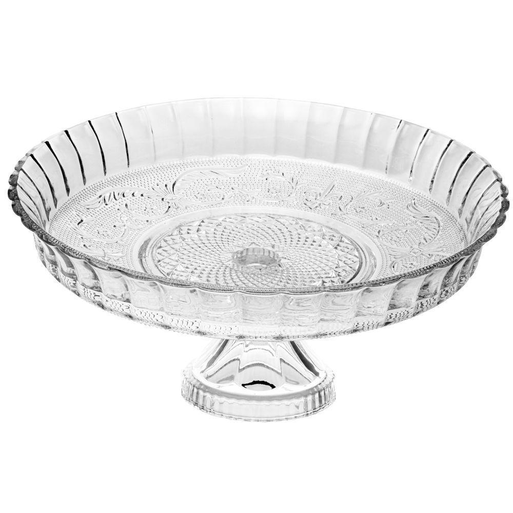 Prato Para Bolo/sobremesa 30 Cm De Vidro Com Pé Angel Lyor - 1