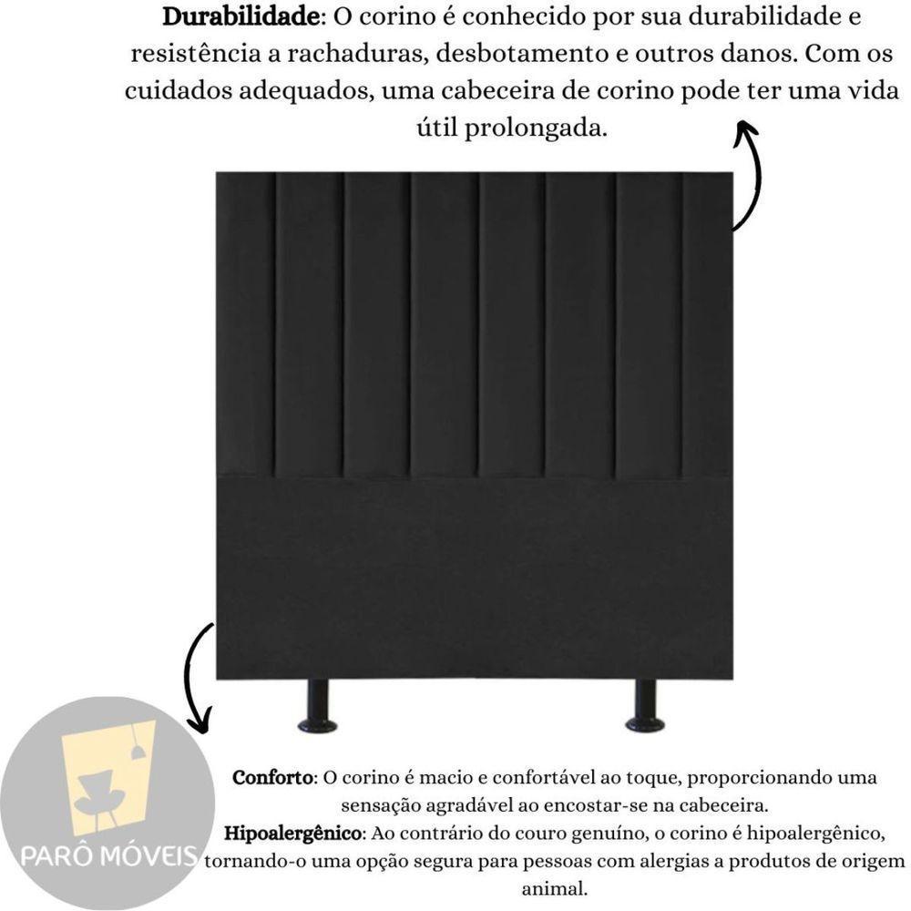 Cabeceira De Cama King Box 195 Cm Karla Carla Corino Cor:preto - 5