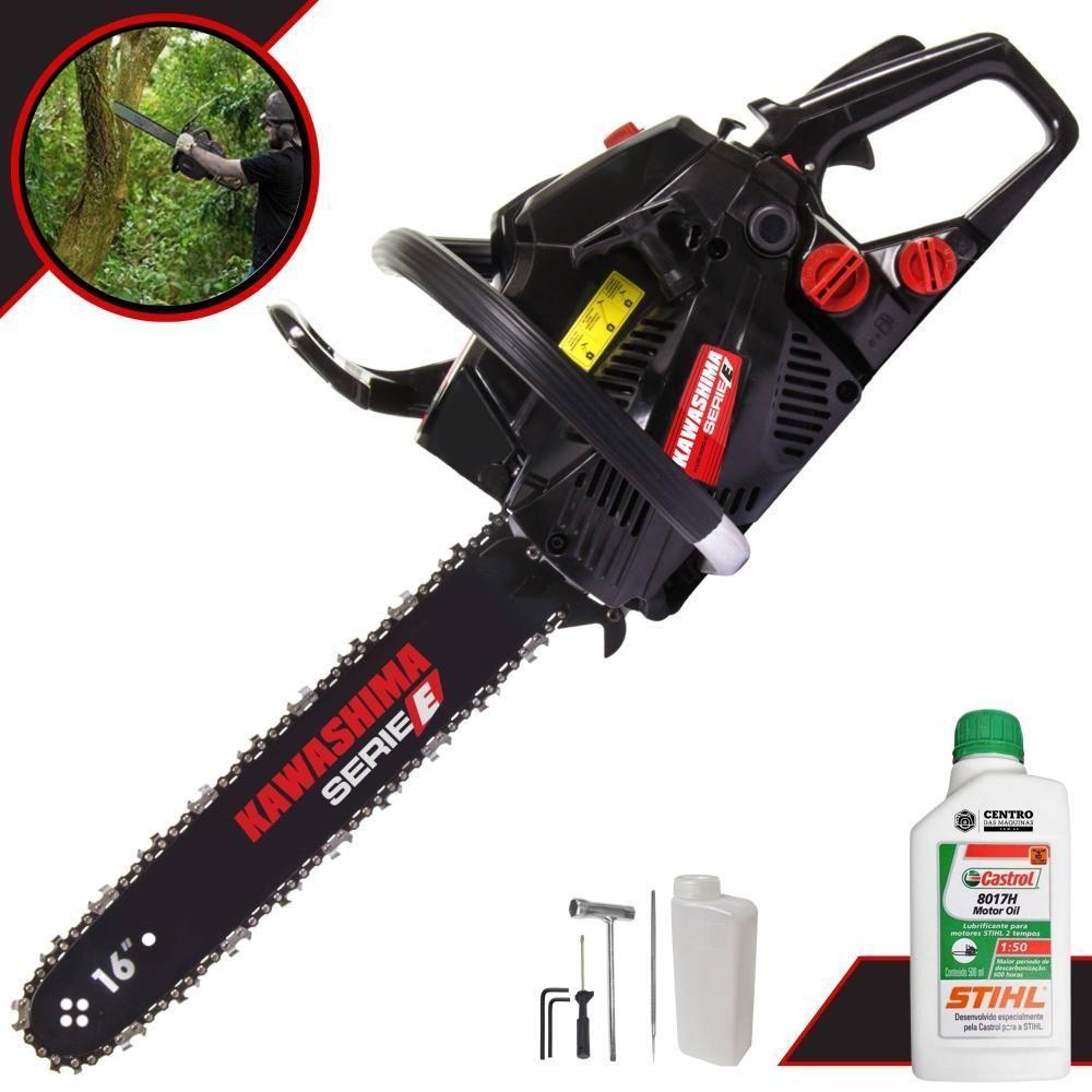 Motosserra Kawashima Kcs 400e à Gasolina 37cc Com Sabre 16 Polegadas - 3300590 + Óleo Stihl 8017 - 1