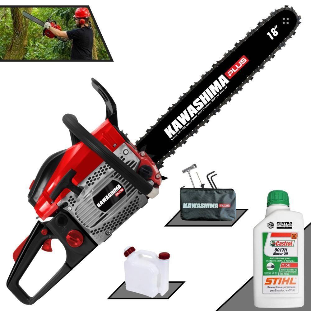Motosserra Kawashima Kcs500p à Gasolina 49.3cc 2t Com Sabre 18 Polegadas 6600220 + Óleo Stihl 8017 - 1