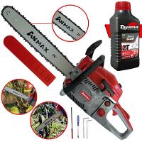 Motosserra Anmax Cs5800a à Gasolina 2t 58cc 3,1hp Sabre 20'' Ponta Rolante Profissional + Óleo Toyama Fg50 500ml - 1