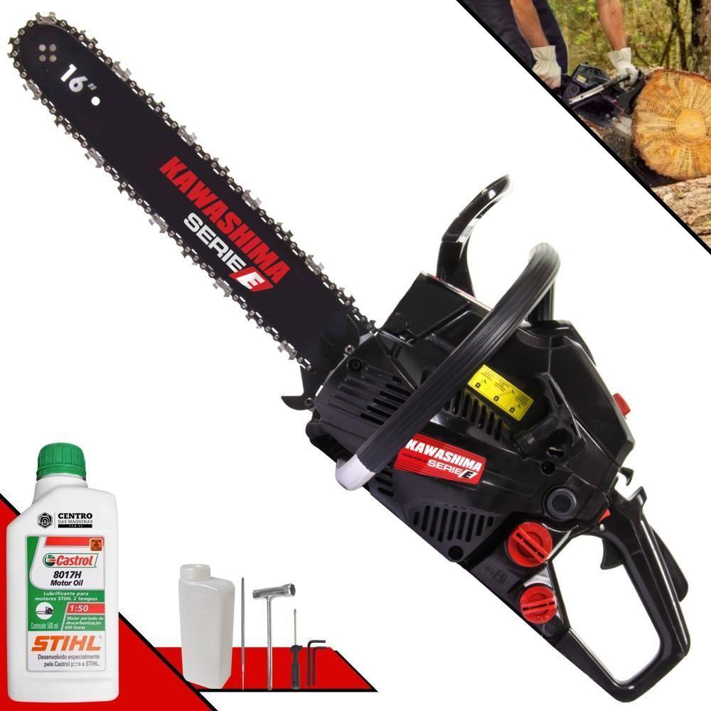 Motosserra Kawashima Kcs 400e à Gasolina 37cc Com Sabre 16 Polegadas - 3300590 + Óleo Stihl 8017 - 1