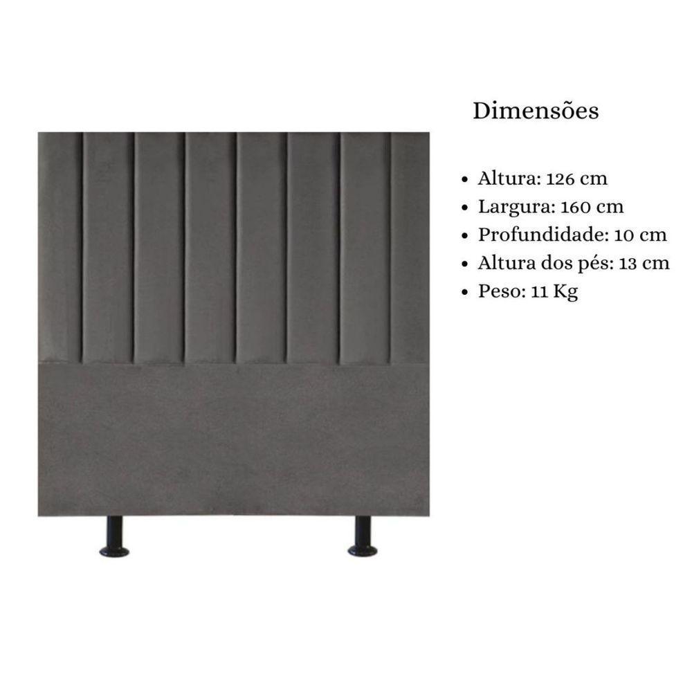 Cabeceira De Cama Queen Box 160 Cm Karla Carla Corino Cor:cinza - 6