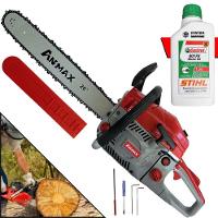 Motosserra Anmax Cs5800a à Gasolina 2t 58cc 3,1hp Sabre 20'' Ponta Rolante Profissional + Óleo Castrol Stihl 500ml - 1