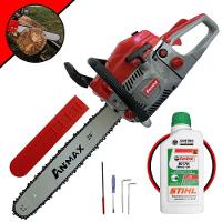 Motosserra Anmax Cs5800a à Gasolina 2t 58cc 3,1hp Sabre 20'' Ponta Rolante Profissional + Óleo Castrol Stihl 500ml - 1