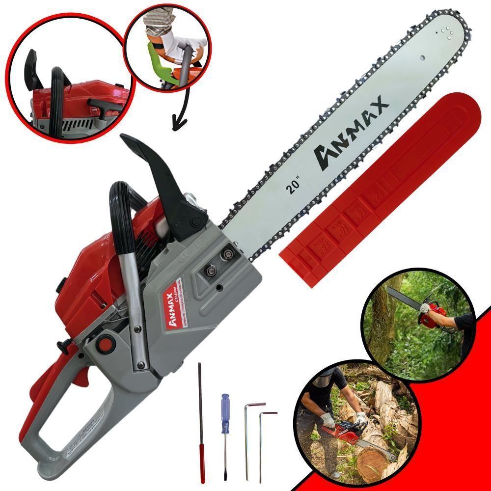 Motosserra Anmax Cs5800a à Gasolina 2t 58cc 3,1hp Sabre 20'' Ponta Rolante Profissional - 1