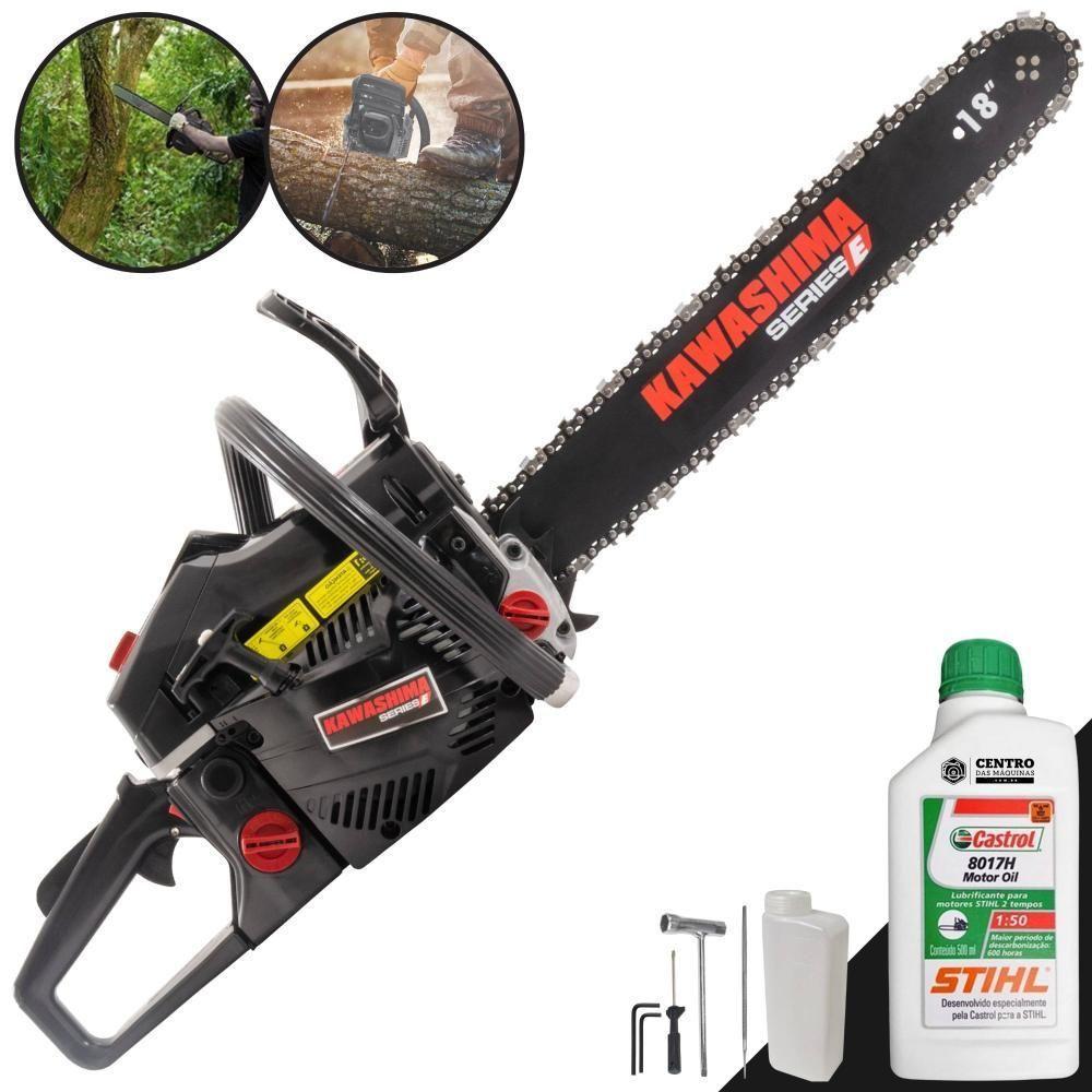 Motosserra Kawashima Kcs 580-e à Gasolina 54cc 2t Com Sabre 18 Polegadas 3300670 + Óleo Stihl 8017 - 1
